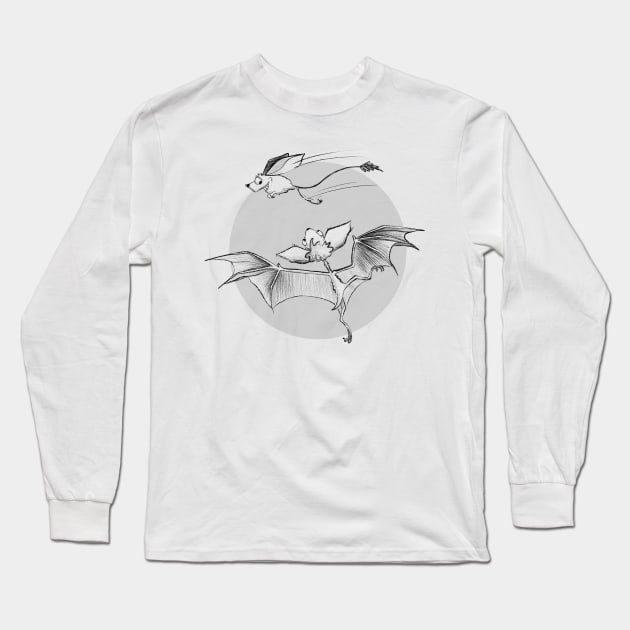 Bat & Jerboa Long Sleeve T-Shirt by Jason's Doodles